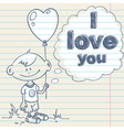 Cute greeting card with hand drawn cartoon little vector image