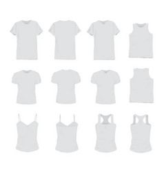 Set of different realistic white t-shirt for man vector image