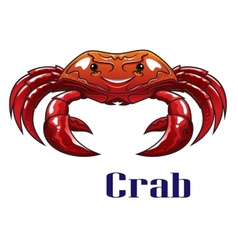 Cartoon red crab with big claws vector image