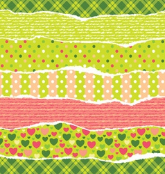 Torn wrapping paper with Christmas patterns vector image
