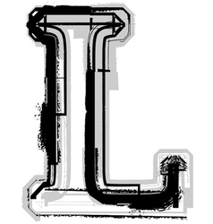 Grunge font letter L vector image