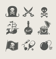 Pirates accessory set of icon vector image