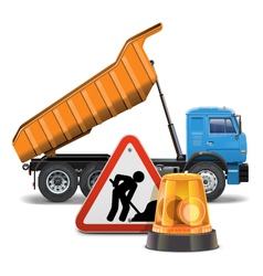 Tipper with Sign and Beacon Tipper with Sign and Beacon vector image