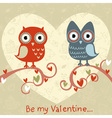 Valentine love card with cute romantic owls vector image