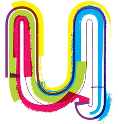 Colorful Grunge font Letter u vector image