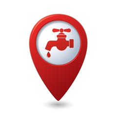 Map pointer with water tap icon vector image
