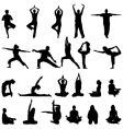 Yoga and meditation silhouettes vector image