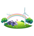 A solar energy and a windmill vector image