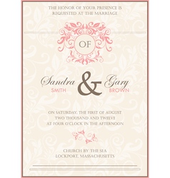 Invitation wedding card vector image