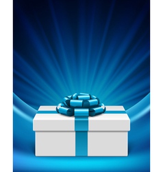 White gift box with blue ribbon vector image