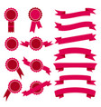 Set of pink stamps and ribbons vector image