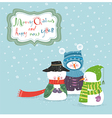 Three christmas snowman vector image
