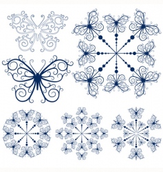Collection blue snowflakes vector image