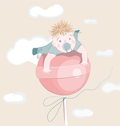Sweet little boy on the lollipop vector image