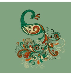 Stylized peacock with detailed tail vector image