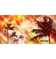 Sunset and palm tree vector image