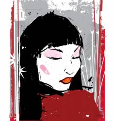 China girl ink illustration vector image