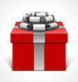 Red gift box with gray ribbon vector image