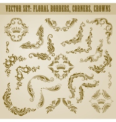 Set of damask ornaments vector image