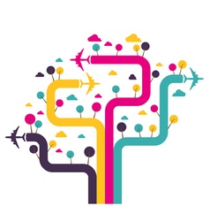 Background with colorful airplanes vector image