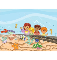 Kids at the aquarium vector image