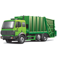 Green garbage truck vector image