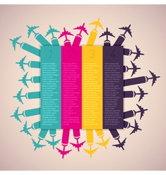 Background with colorful airplanes vector image