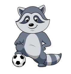 Cartoon raccoon player with soccer ball Cartoon raccoon player with soccer ball vector image