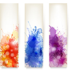 Collection of colorful abstract watercolor banners vector image