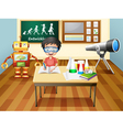 A boy inside a science laboratory vector image