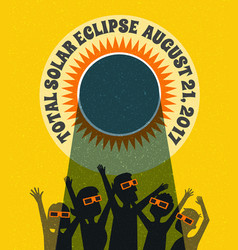 People celebrate watching the solar eclipse vector image