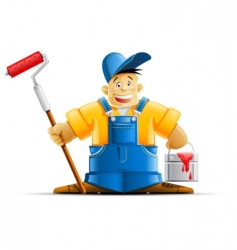 Painter and paint vector image