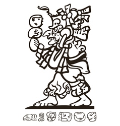 Aztec man with Mayan and Inca icons vector image