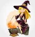 Witch and boiler of potion vector image