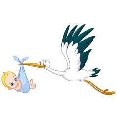 Stork and baby boy vector image