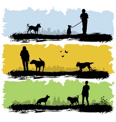 People with dog vector image