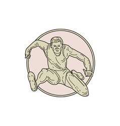 Track and Field Athlete Hurdle Circle Mono Line Track and Field Athlete Hurdle Circle Mono Line vector image