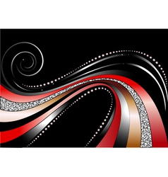 Colored and silver wavy stripes and stars on black vector image