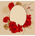 Vintage roses oval frame vector image