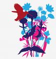 Designer flowers with tropical bird vector image