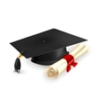 Graduation cap and diploma vector image