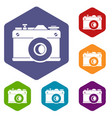 Retro camera icons set vector image