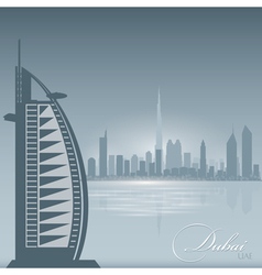 Dubai UAE skyline city silhouette Background vector image
