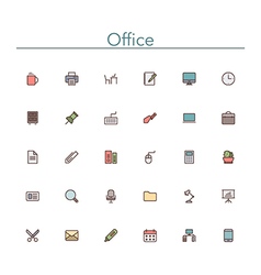 Office Colored Line Icons vector image