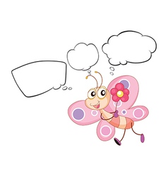 A pink butterfly with empty callouts vector image