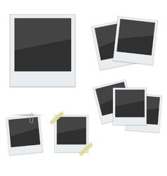 Set Polaroid photo frames on white background vector image