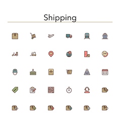 Shipping Colored Line Icons vector image