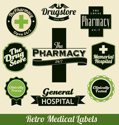 Retro Medical labels vector image