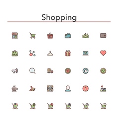 Shopping Colored Line Icons vector image