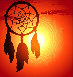 Dream catcher silhouette of a feather vector image